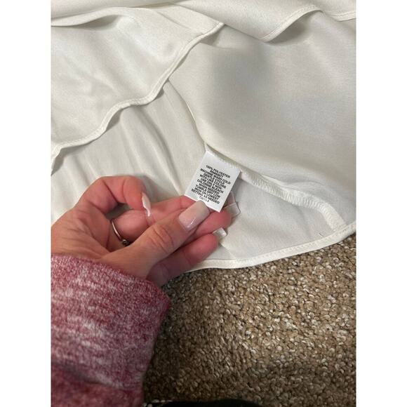 Ryegrass NEW white satin high neck balloon sleeves white SZ M grandma core - Picture 7 of 7